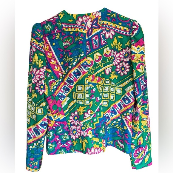 Vintage Anne Crimmins for Umi Collections Silk Blazer Size 8 Floral Rare! - Picture 2 of 11